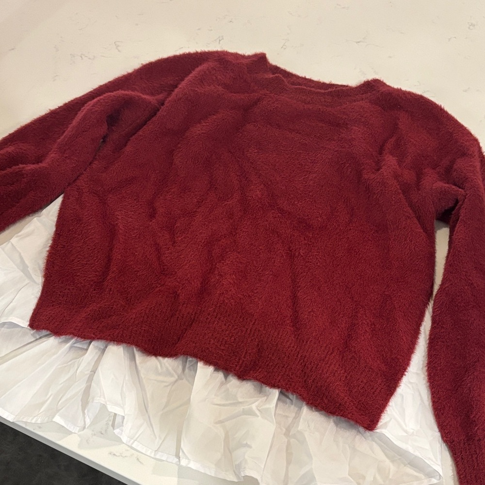 Francesca's Collections Soft Red Crew Neck Sweater